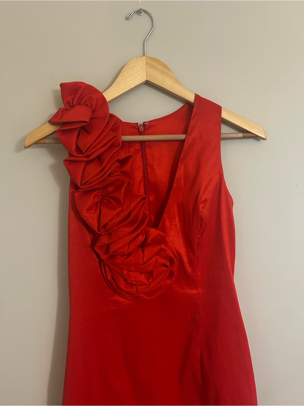 Cache Red One-Shoulder Ruffle Midi Dress - Picture 2 of 12
